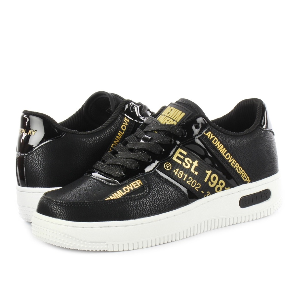Replay love denim trainers, black, worn once 39